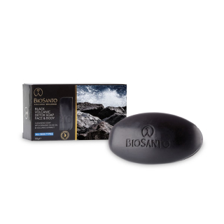 BIOSANTO black volcanic detoxikační mýdlo na obličej a tělo 90 g