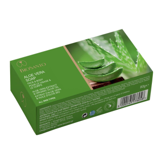 BIOSANTO Aloe Vera tuhé mýdlo na obličej a tělo 90 g